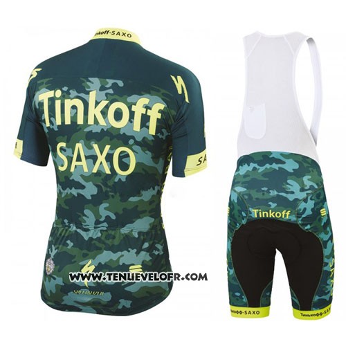2016 Maillot Ciclismo Tinkoff Saxo Bank Jaune et Vert Manches Courtes et Cuissard